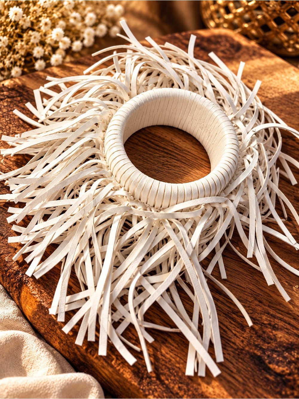 Women’s Fringe Wrap Bangle Bracelet - White